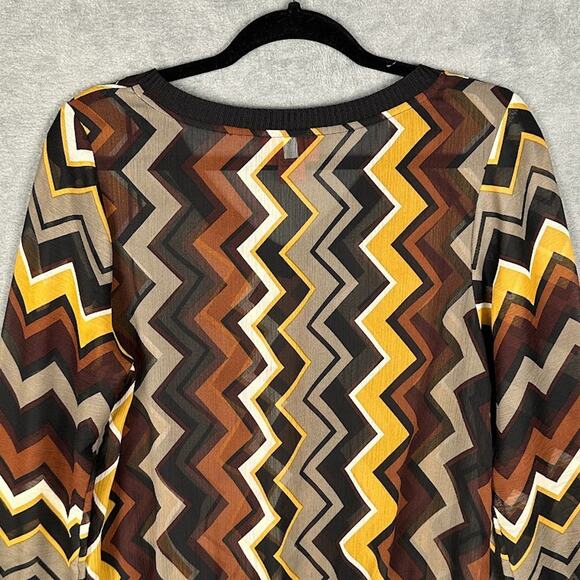 Missoni Target Top Womens Medium Black Geometric Long Sleeve Sheer Preppy Retro - Picture 4 of 12
